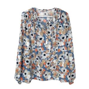 Joie Women’s Cecarina Peasant Blouse Top in Parisian Blue Multicolor Size Small